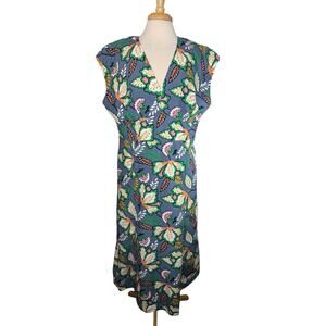 BODEN Natasha Cotton Woven Dress Tropical Jungle Print 16/18 Long Lined #W0515